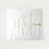 金ゴールドエレガント初の聖体拝領写真背景 タペストリー (正面(横))