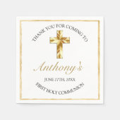 金ゴールドエレガント初の聖餐式 スタンダードカクテルナプキン (正面)