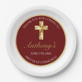 金ゴールドエレガント初の聖餐式 ペーパープレート (正面)