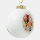 金ゴールドエレガント初めてのクリスマスMr. N. Mrs. Photo セラミックボールオーナメント (左)