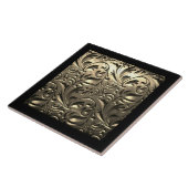 金ゴールドエレガント刻み金属ルックフローラ抽象芸術 タイル (側面)