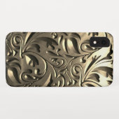 金ゴールドエレガント刻み金属ルックフローラ抽象芸術 Case-Mate iPhoneケース (裏面(横))