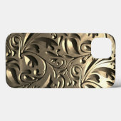 金ゴールドエレガント刻み金属ルックフローラ抽象芸術 Case-Mate iPhoneケース (裏面 (横))