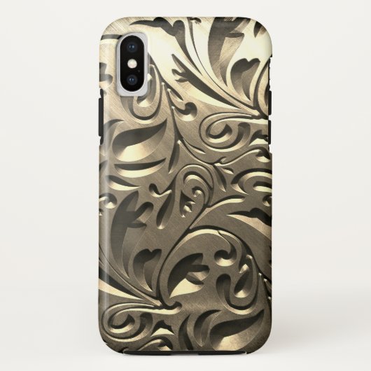金ゴールドエレガント刻み金属ルック抽象芸術 Case-Mate iPhoneケース (裏面)