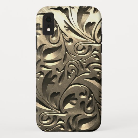 金ゴールドエレガント刻み金属ルック抽象芸術 Case-Mate iPhoneケース (裏面)