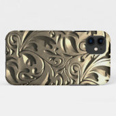 金ゴールドエレガント刻み金属ルック抽象芸術 Case-Mate iPhoneケース (裏面(横))