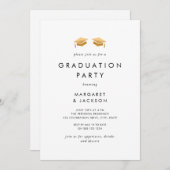 金ゴールドエレガント卒業上限共同卒業パーティー 招待状 (正面/裏面)