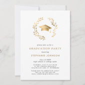 金ゴールドエレガント卒業冠及びリース卒業パーティー 招待状 (正面)