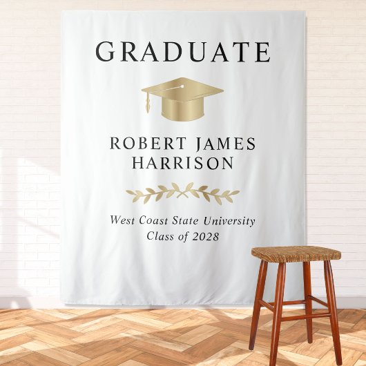 金ゴールドエレガント卒業式パーティーへようこそ タペストリー