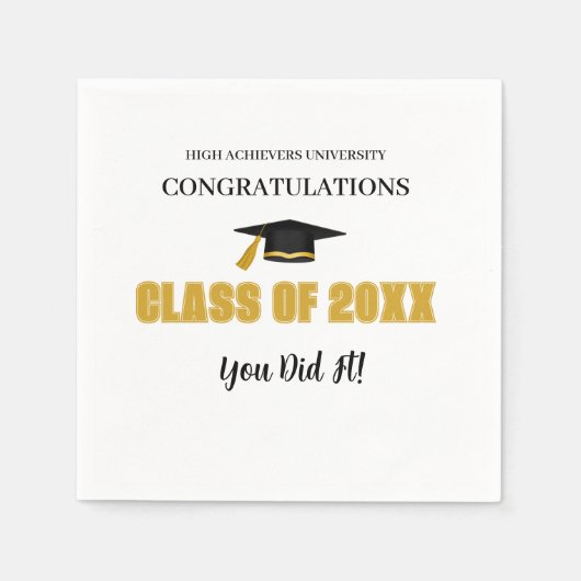 金ゴールドエレガント卒業用テーブルナプキン スタンダードカクテルナプキン (正面)