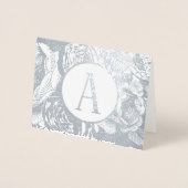 金ゴールドエレガント又は銀バラフローラモノグラム 箔カード (正面)