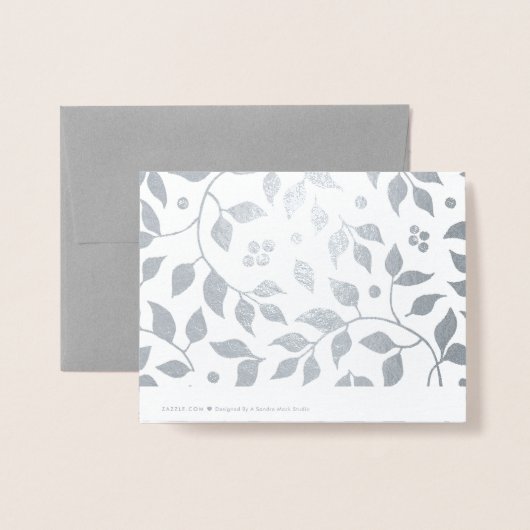 金ゴールドエレガント又は銀フローラモノグラム 箔カード (裏面封筒付き)