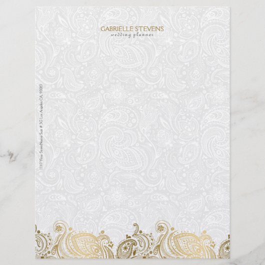 金ゴールドエレガント及びホワイトペイズリーレース レターヘッド (正面)