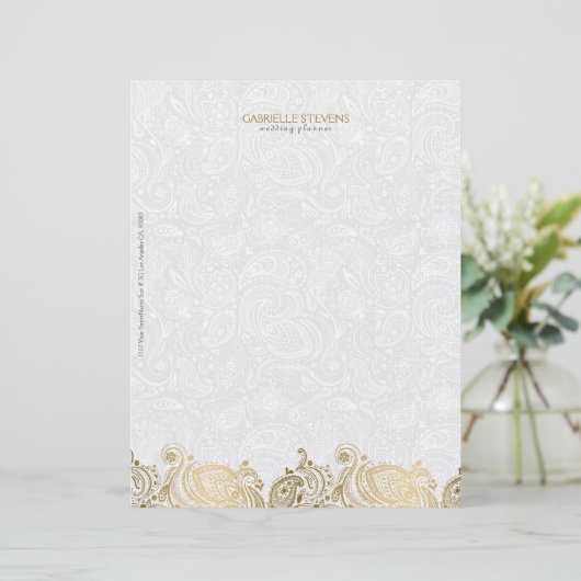 金ゴールドエレガント及びホワイトペイズリーレース レターヘッド (スタンド正面)