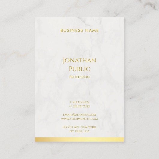 金ゴールドエレガント及び大理石手書き名テンプレート 名刺 (裏面)
