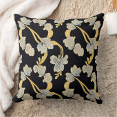 金ゴールドエレガント及び白色花柄 クッション (ブランケット)