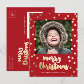 金ゴールドエレガント台本メリークリスマス シーズンポストカード (正面/裏面)