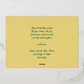 金ゴールドエレガント台本心地よいの喜びの良い知らせ 箔シーズンカード (裏面)