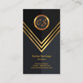 金ゴールドエレガント名イニシャルMonogram Chauffer 名刺