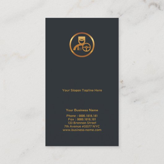 金ゴールドエレガント名イニシャルMonogram Chauffer 名刺 (裏面)