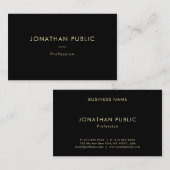 金ゴールドエレガント名（黒）テンプレートプロフェッショナル 名刺 (正面/裏面)