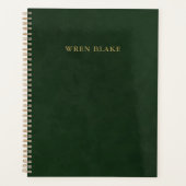 金ゴールドエレガント地形とダークグリーンレザー プランナー手帳 (正面)