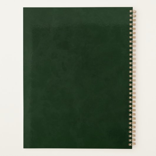 金ゴールドエレガント地形とダークグリーンレザー プランナー手帳 (裏面)