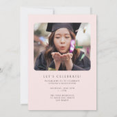 金ゴールドエレガント型アーチ赤面ピンク卒業写真 案内状 (裏面)