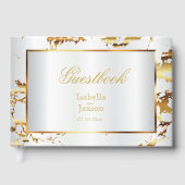 金ゴールドエレガント大理石とホワイトサテンゲストブック ゲストブック (正面)