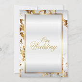 金ゴールドエレガント大理石とホワイトサテン招待状 招待状 (裏面)