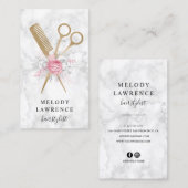 金ゴールドエレガント大理石のはさみ 名刺 (正面/裏面)