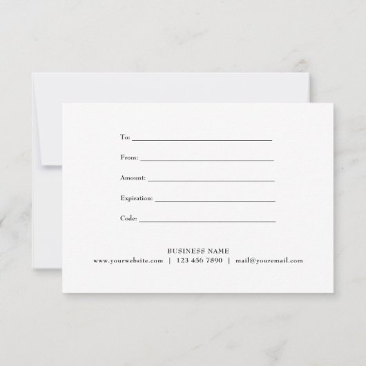 金ゴールドエレガント大理石ギフト証明書 (裏面)