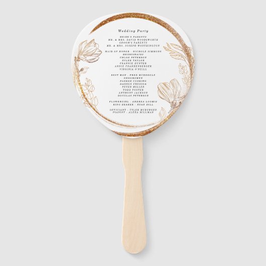 金ゴールドエレガント大理石フローラグリーンリーハンドファン ハンドファン (裏面)