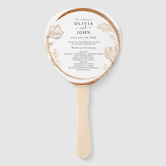 金ゴールドエレガント大理石フローラグリーンリーハンドファン ハンドファン (正面)