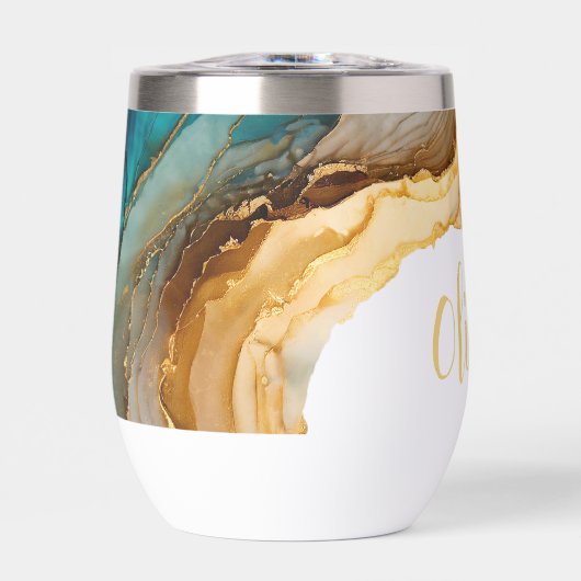 金ゴールドエレガント大理石モノグラムパーソナライズされた名 (正面)