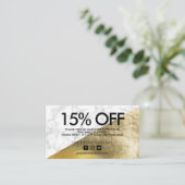 金ゴールドエレガント大理石割引ありがとう 名刺 (スタンド正面)