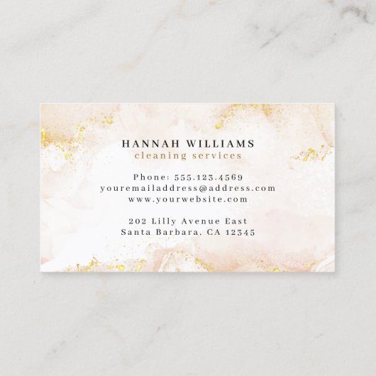 金ゴールドエレガント大理石洗浄サービス 名刺 (裏面)