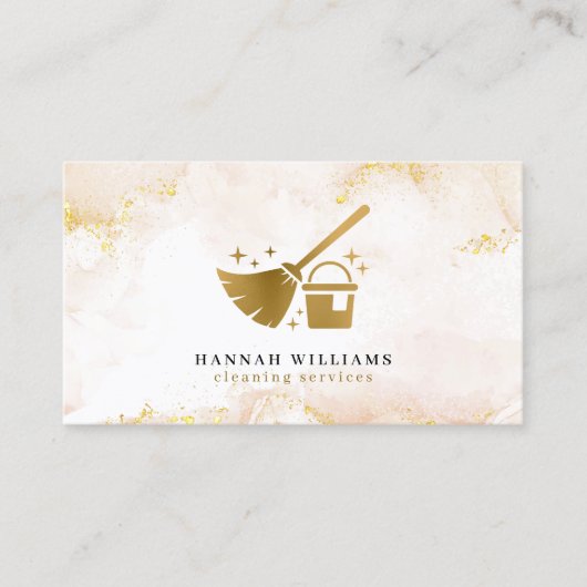 金ゴールドエレガント大理石洗浄サービス 名刺 (正面)