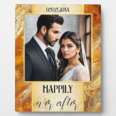 金ゴールドエレガント大理石結婚の写真プラーク フォトプラーク (正面)