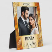 金ゴールドエレガント大理石結婚の写真プラーク フォトプラーク (側面)