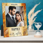 金ゴールドエレガント大理石結婚の写真プラーク フォトプラーク (側面)