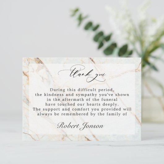 金ゴールドエレガント大理石葬儀悔やみや弔慰家族の写真 サンキューカード (スタンド正面)