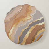 金ゴールドエレガント大理石：スタイル設定された背景。 ラウンドクッション (裏面)
