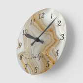 金ゴールドエレガント大理石 ラウンド壁時計 (傾斜)