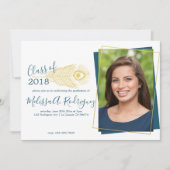 金ゴールドエレガント孔雀の卒業発表 招待状 (正面)