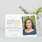 金ゴールドエレガント孔雀の卒業発表 招待状 (スタンド正面)