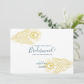 金ゴールドエレガント孔雀は私の花嫁のカードになる 招待状 (スタンド正面)
