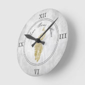 金ゴールドエレガント孔雀アクリル壁時計 ラウンド壁時計 (傾斜)