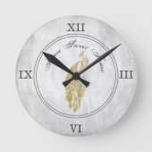 金ゴールドエレガント孔雀アクリル壁時計 ラウンド壁時計 (正面)