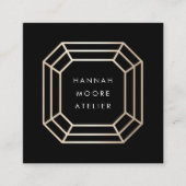 金ゴールドエレガント宝石ロゴ |ジュエリーデザイン スクエア名刺 (正面)